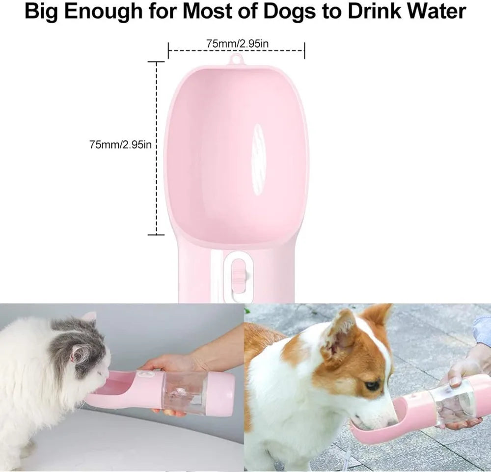 Portable Dog Water Bottle With Built In Bowl And Food Container Dishwasher Safe