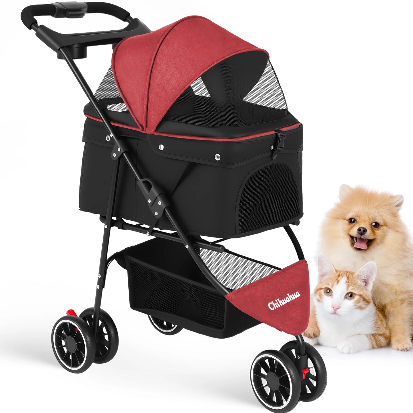 Chihuahua Pet Stroller for Small Dogs and Cats Foldable Carrier