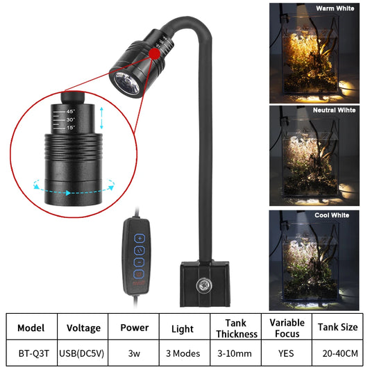 USB Aquarium Grow Light ClipOn LED 3W For Aquatic Plants