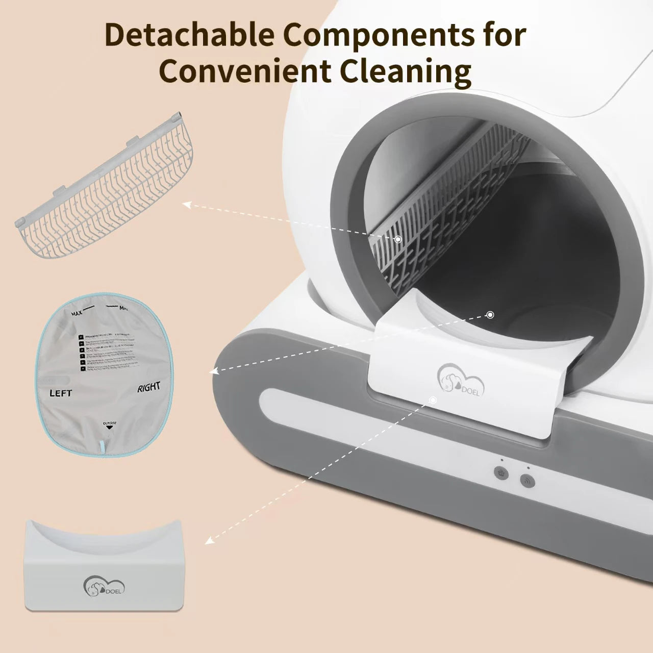 DOEL 65L Self-Cleaning Cat Litter Box App Control 2.4G WiFi