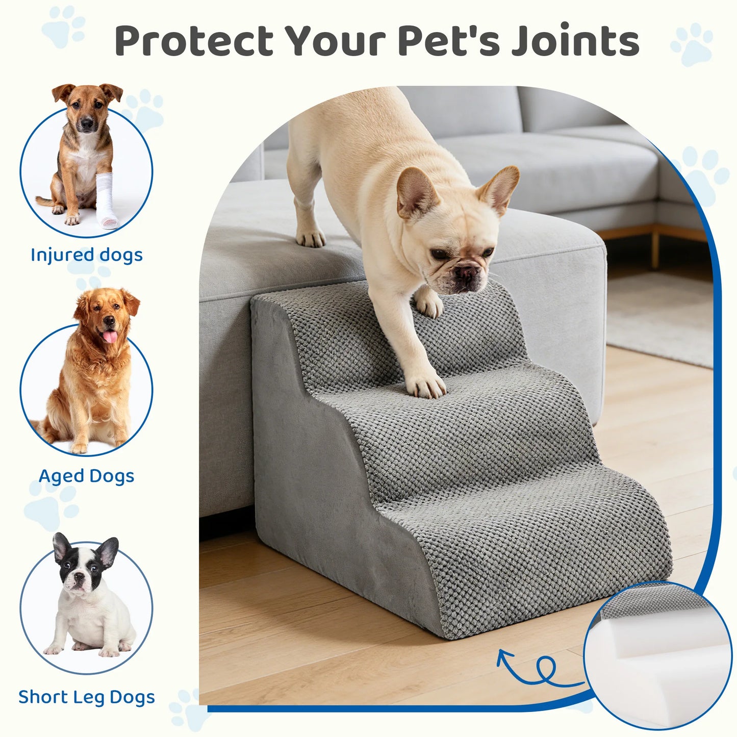 Curved Foam Dog Steps Ramp For Small Dogs Indoors Safe