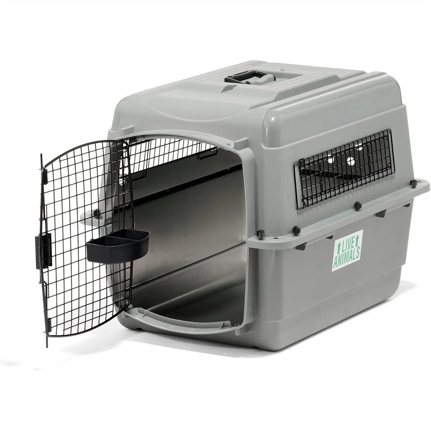 Airline Compliant Dog Crate for Travel, Heavy Duty Kennel for Pets 15-30 lbs with 360 Ventilation and Tie-Down Holes, 28 Inches