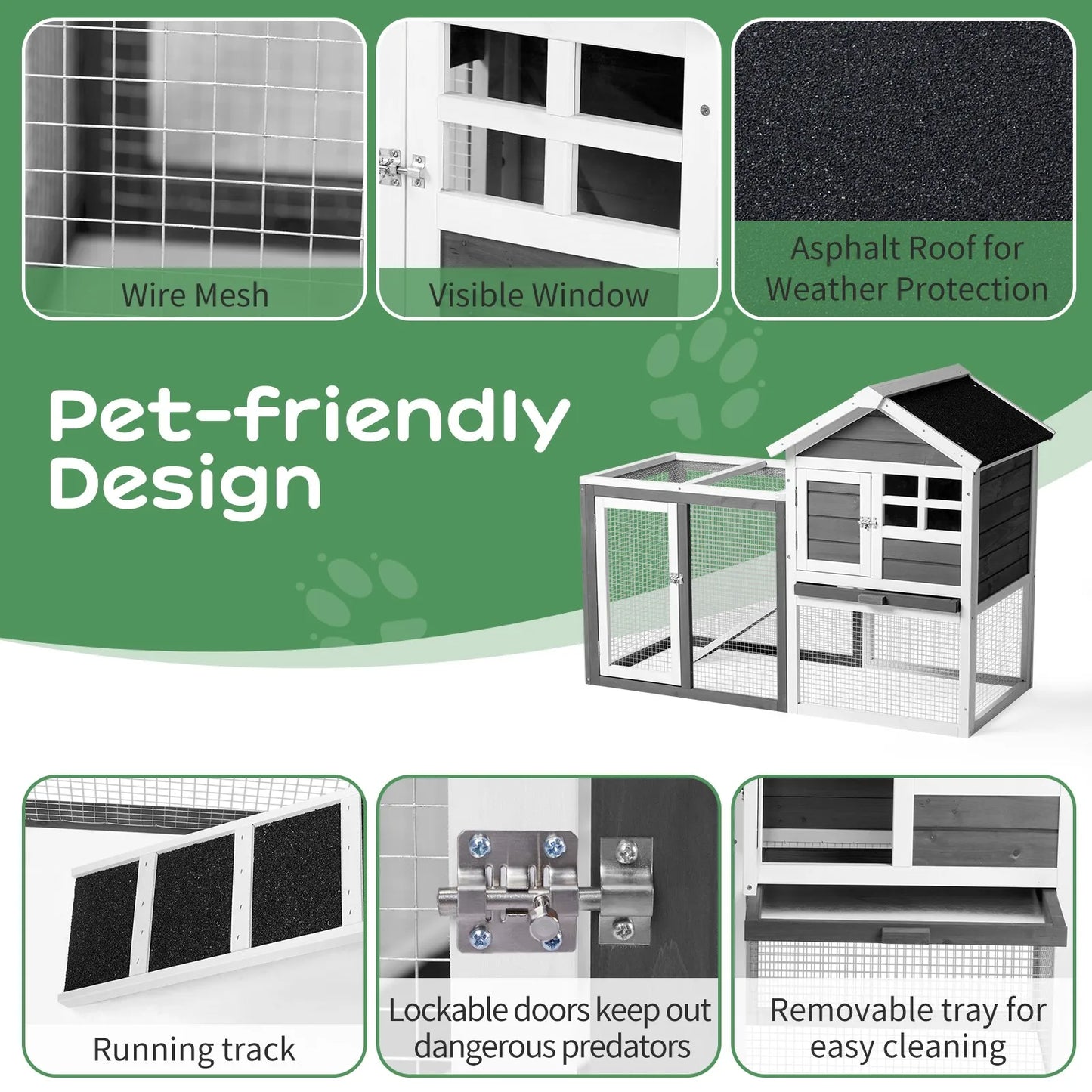 Wooden Rabbit Hutch Nesting Box For Outdoor Pet Cage