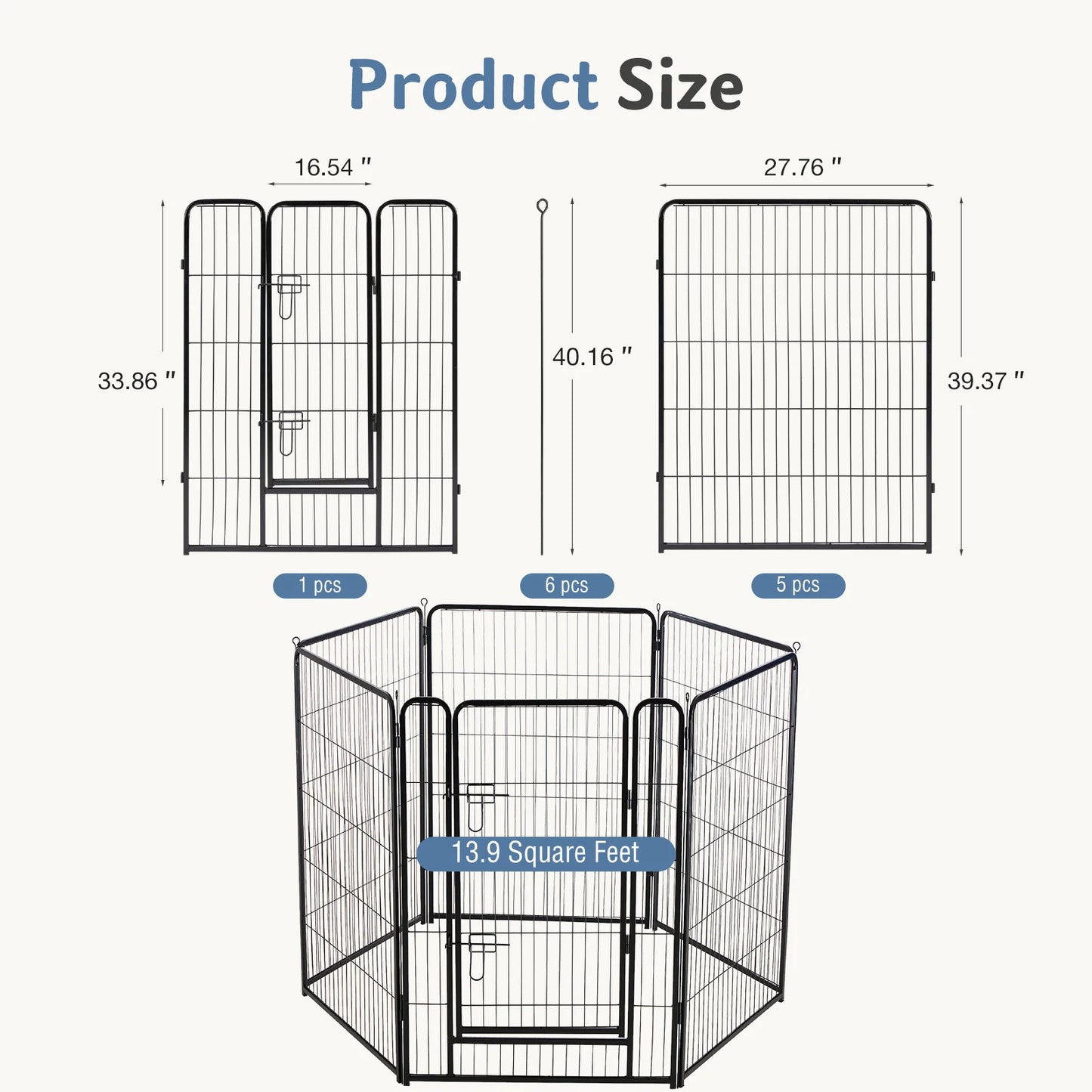 JHK Metal Dog Playpen Foldable Outdoor Pet Fence For Yard