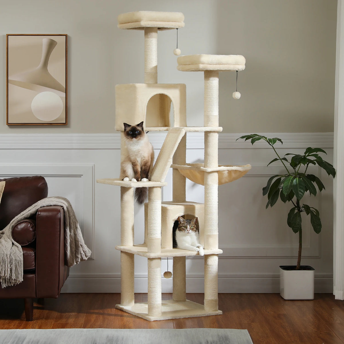 Pawz Road Large Multi-Level Plush Cat Tree With Scratching Posts