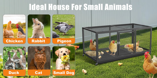 BINGOPAW Outdoor Heavy Duty Metal Chicken Coop Walk In Pen