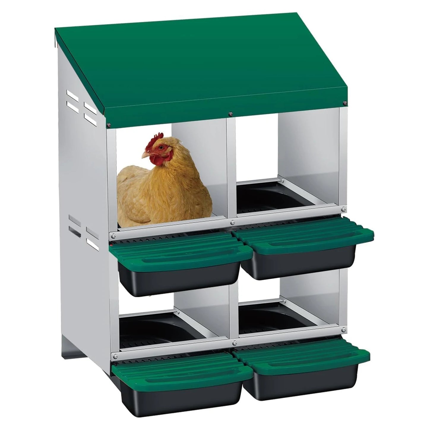 TWISTER.CK Waterproof Metal Chicken Nesting Box Roll-Out Egg