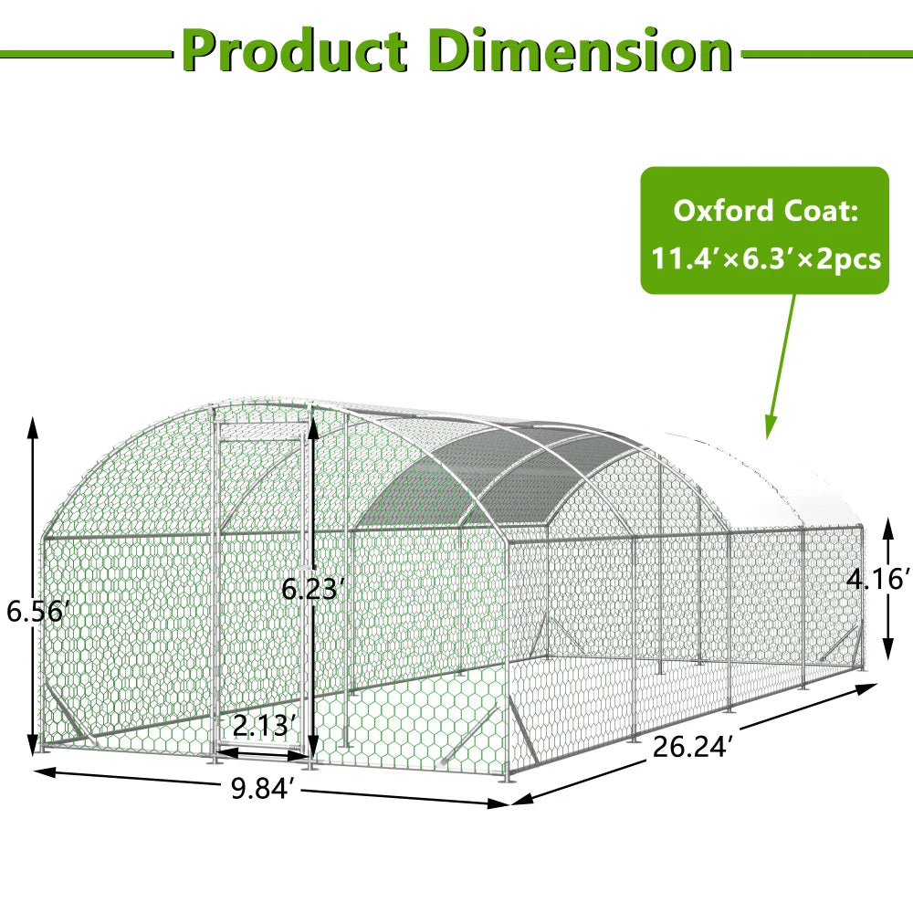 Aluminum Chicken Coop With Waterproof Cover Walk-In Poultry Cage