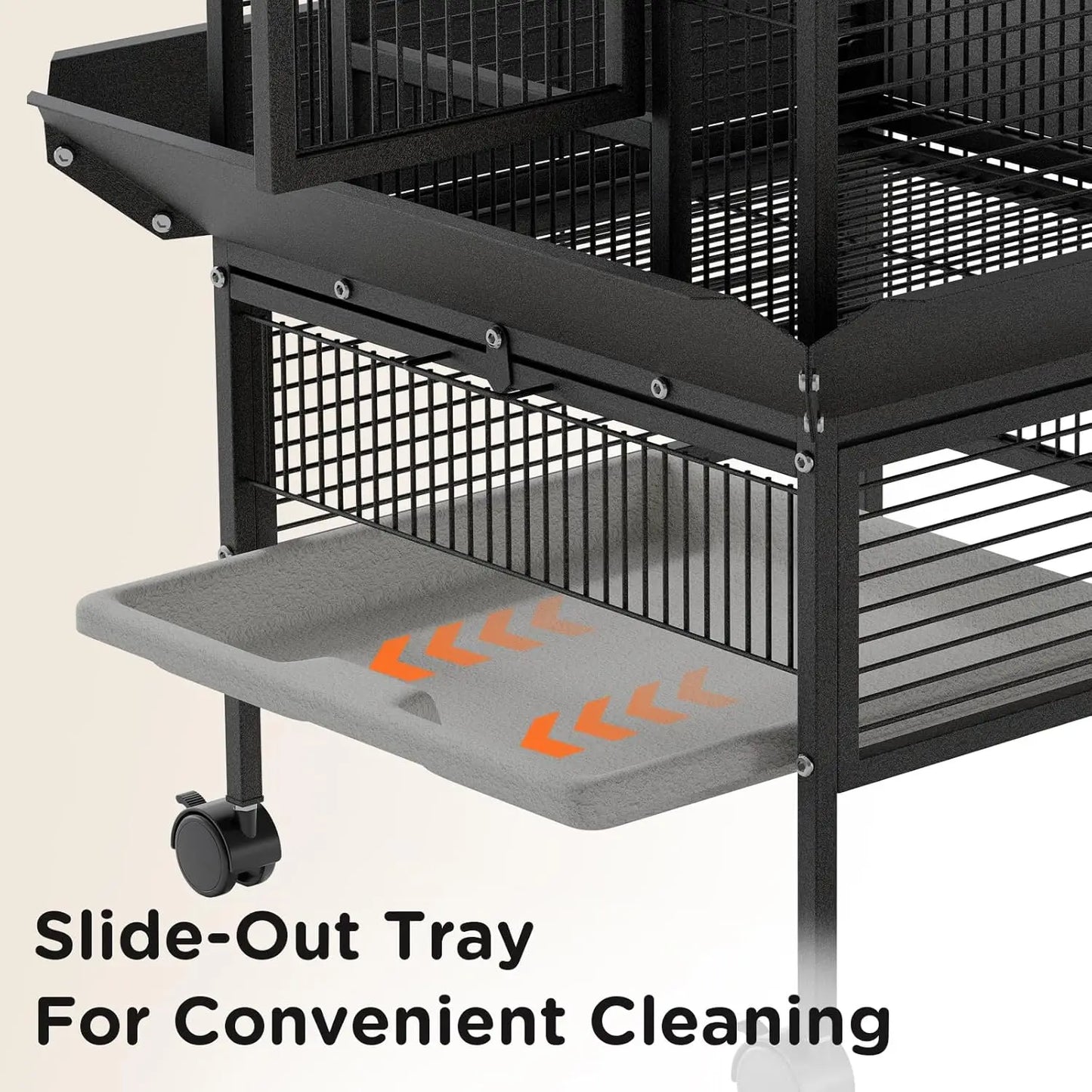 HiMISS Parrot Cage Rolling With Play Top And Bowls