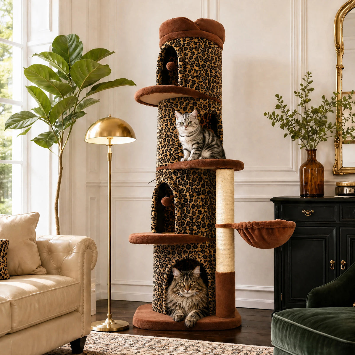P Premium Cat Tree Tower With Four Condos And Scratcher