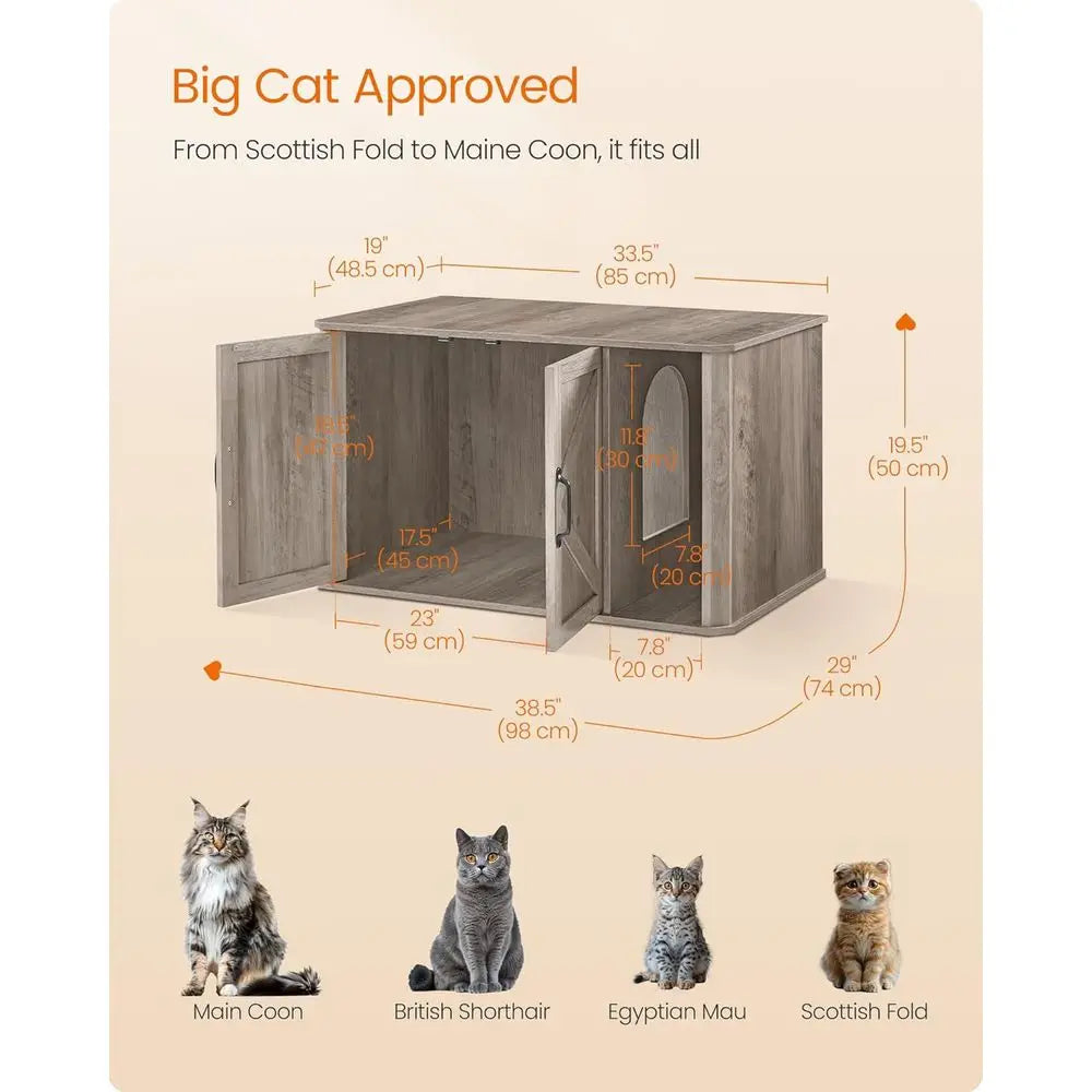 Litter Box Enclosure For Cats Front Entry And Double Doors