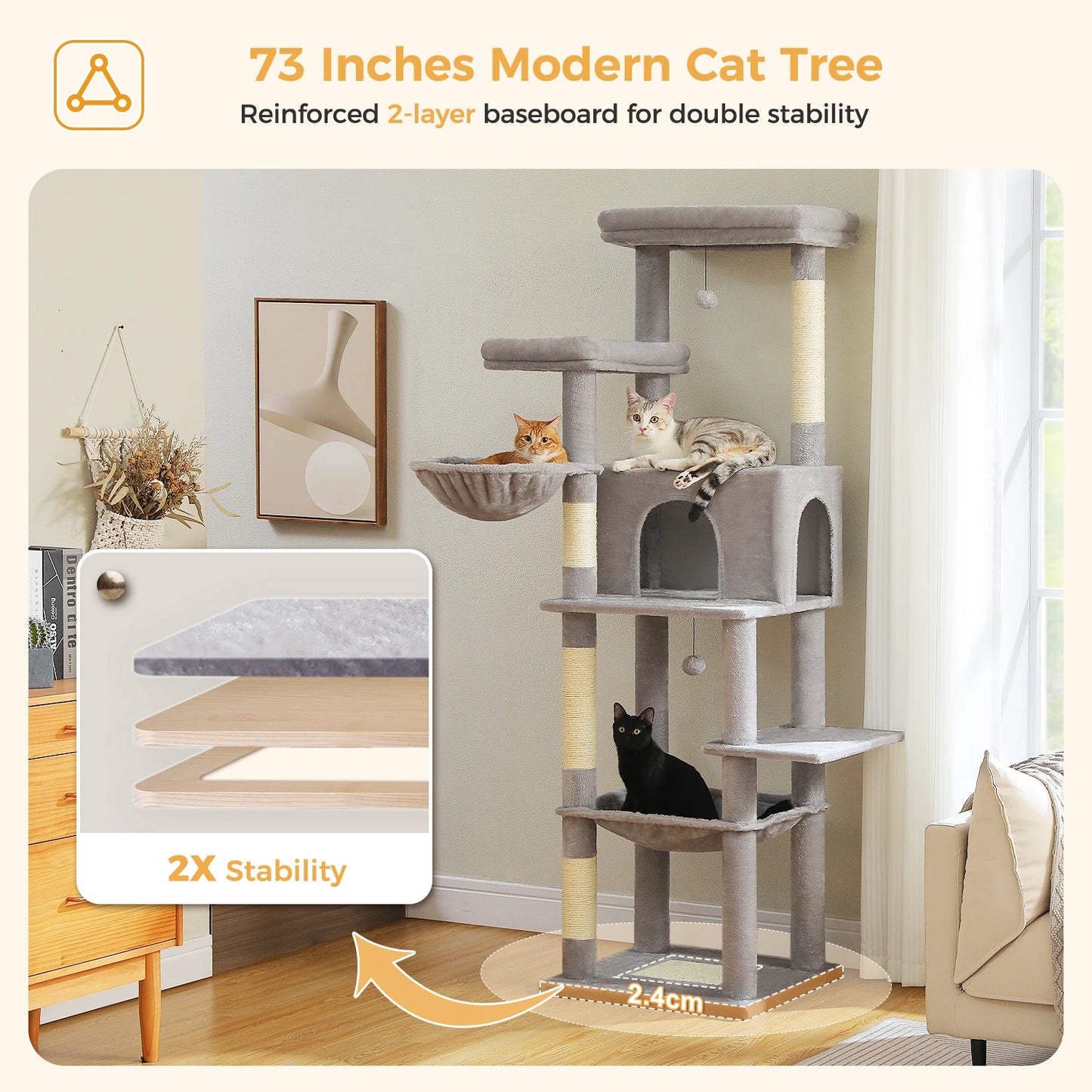 PAWZ Road Cat Tree With Scratching Posts And Hammock