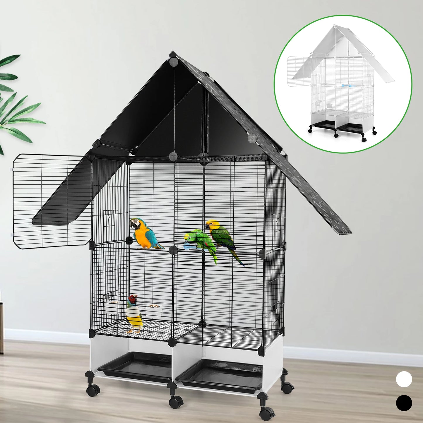 Shunmaii Large Bird Cage With Lock Rolling Stand Bird Villa