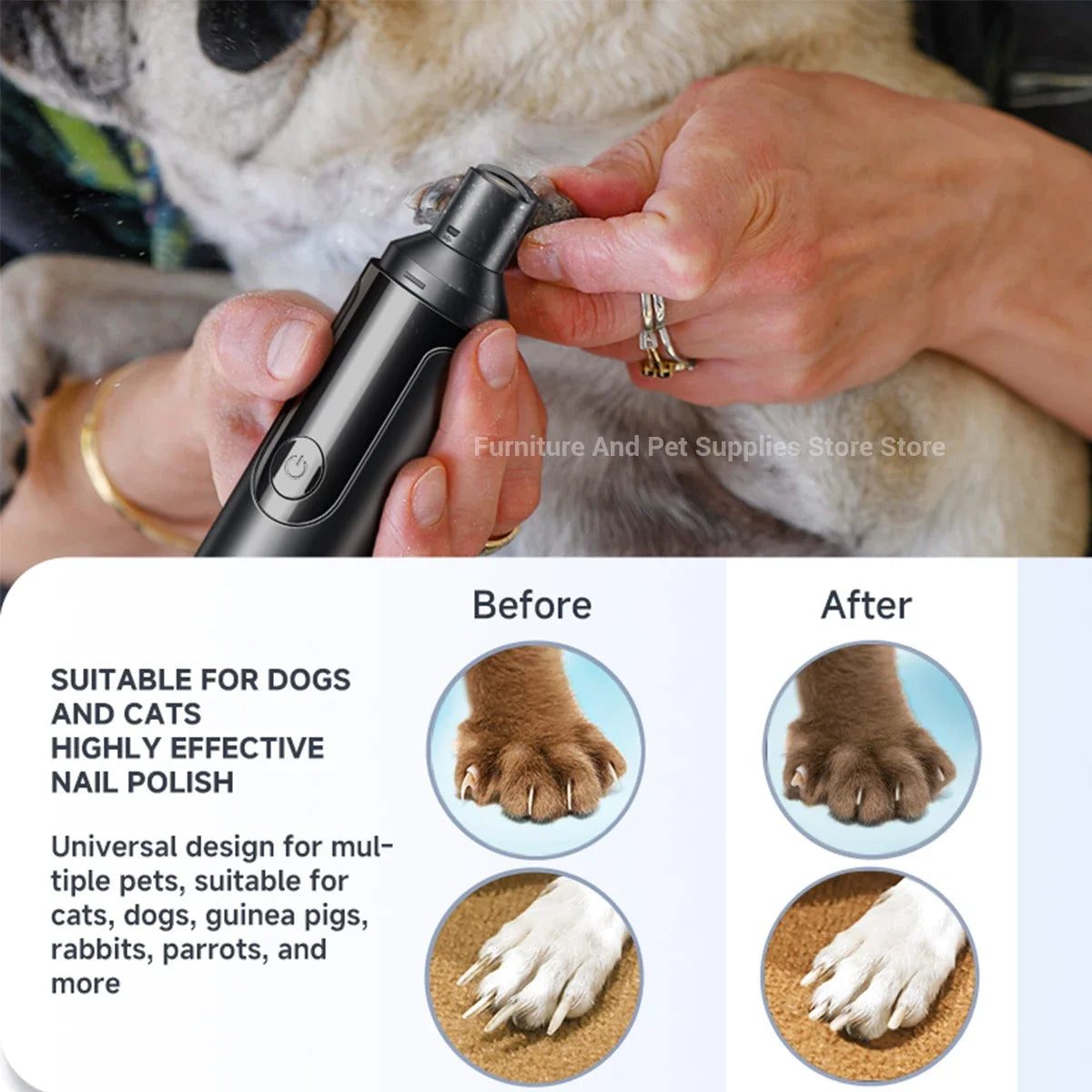 Electric Pet Nail Grinder USB Rechargeable Painless Trimmer For Pets