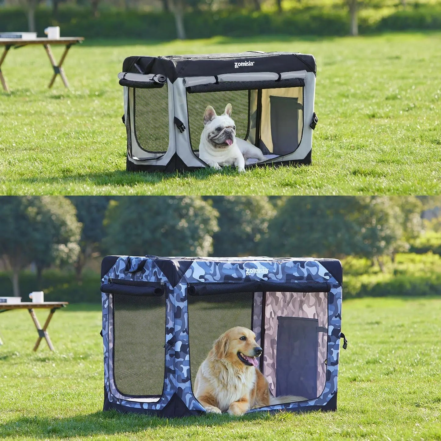 36 Inch Collapsible Dog Crate for Large Dogs, Portable Soft Sided Travel Kennel with Breathable Mesh Windows for Indoor Outdoor