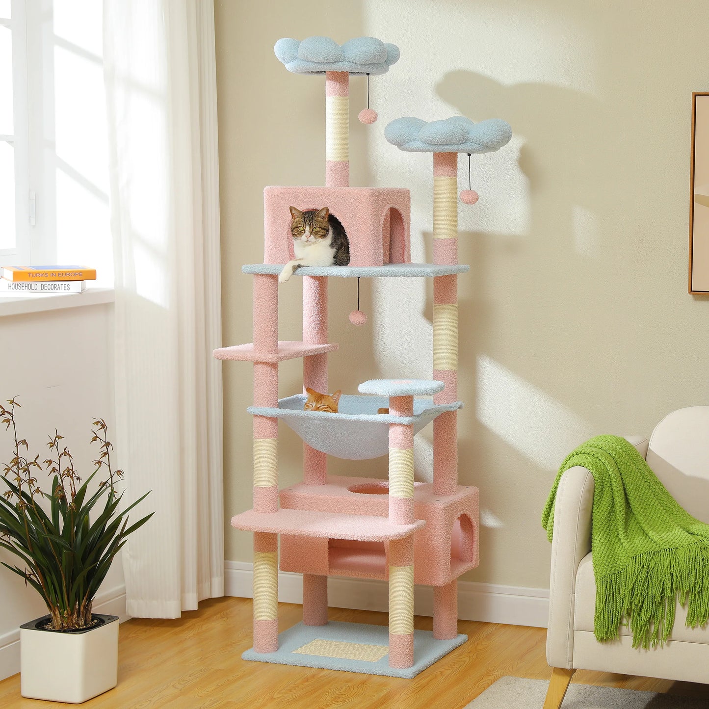 PETEPELA Cat Tree Tower With Sisal Posts And Hammock