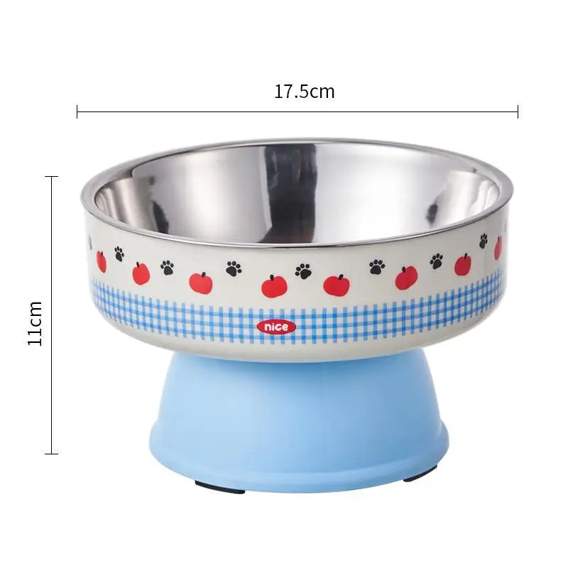 Pet Feeding Bowl Cat Dog Large Capacity Elevated Anti Choking Neck Protection Cartoon Stainless Steel Indoor Daily All Size Matching Stand