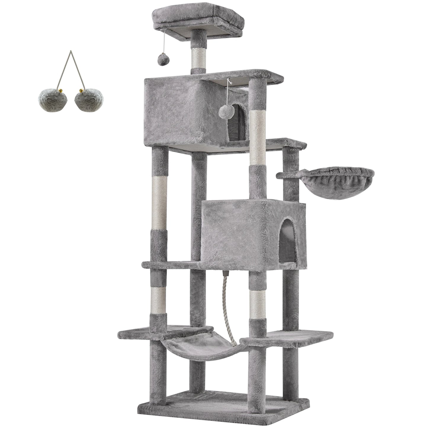 JHK Cat Tree Tower Multi Level Climbing Tower With Condo Natural Sisal Posts