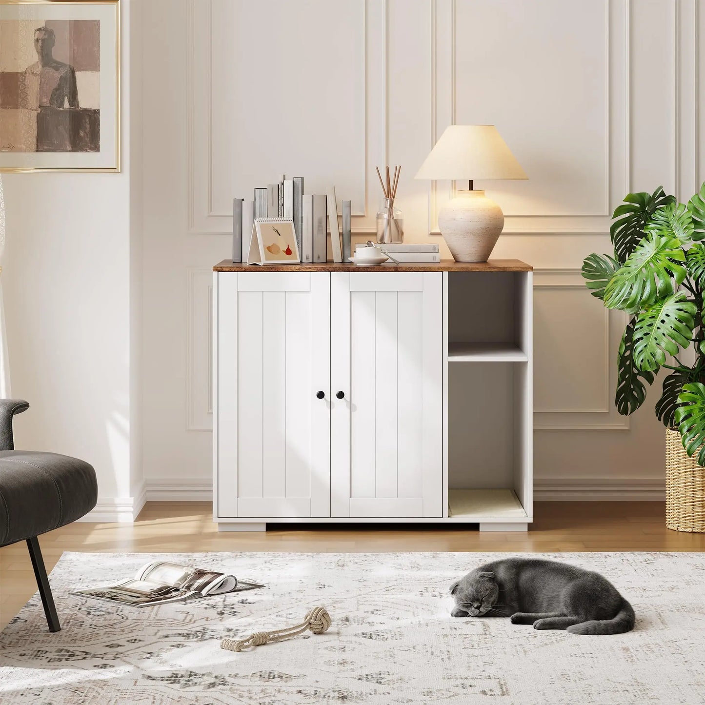 HiMISS Cat Litter Enclosure for Litter Robot 3/4 Power Outlet