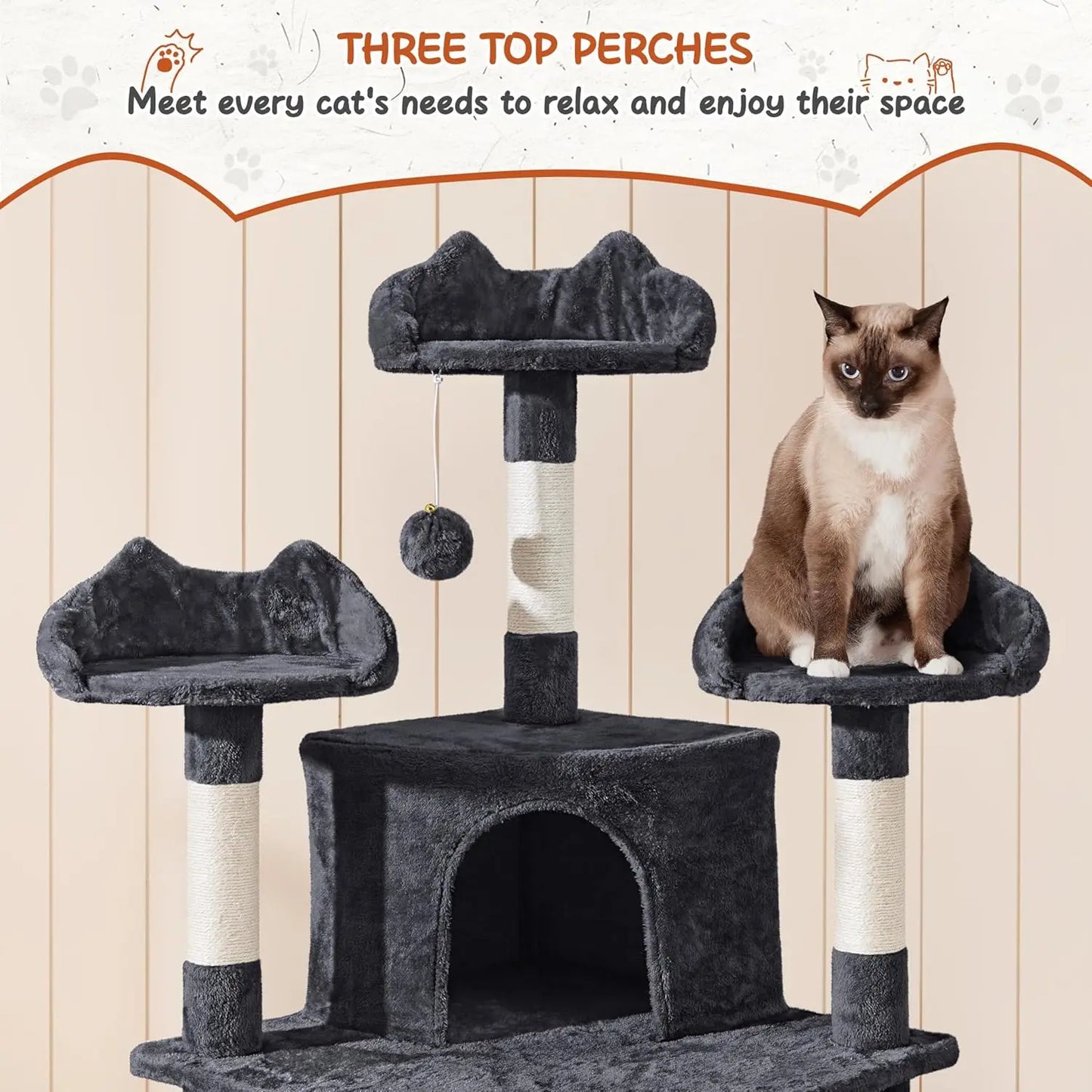 Cat Tree With Condos Sisal Posts Plush Perches Ladder