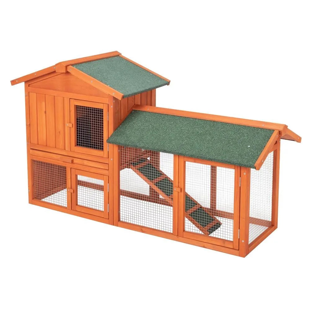 Wooden Chicken Coop Hen House Rabbit Hutch With Waterproof Roof