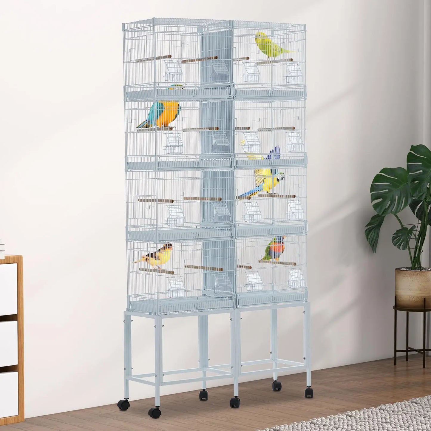 HiMISS Extra Large Metal Bird Cage 4 Tier Parrot Cage Mid Sized Birds