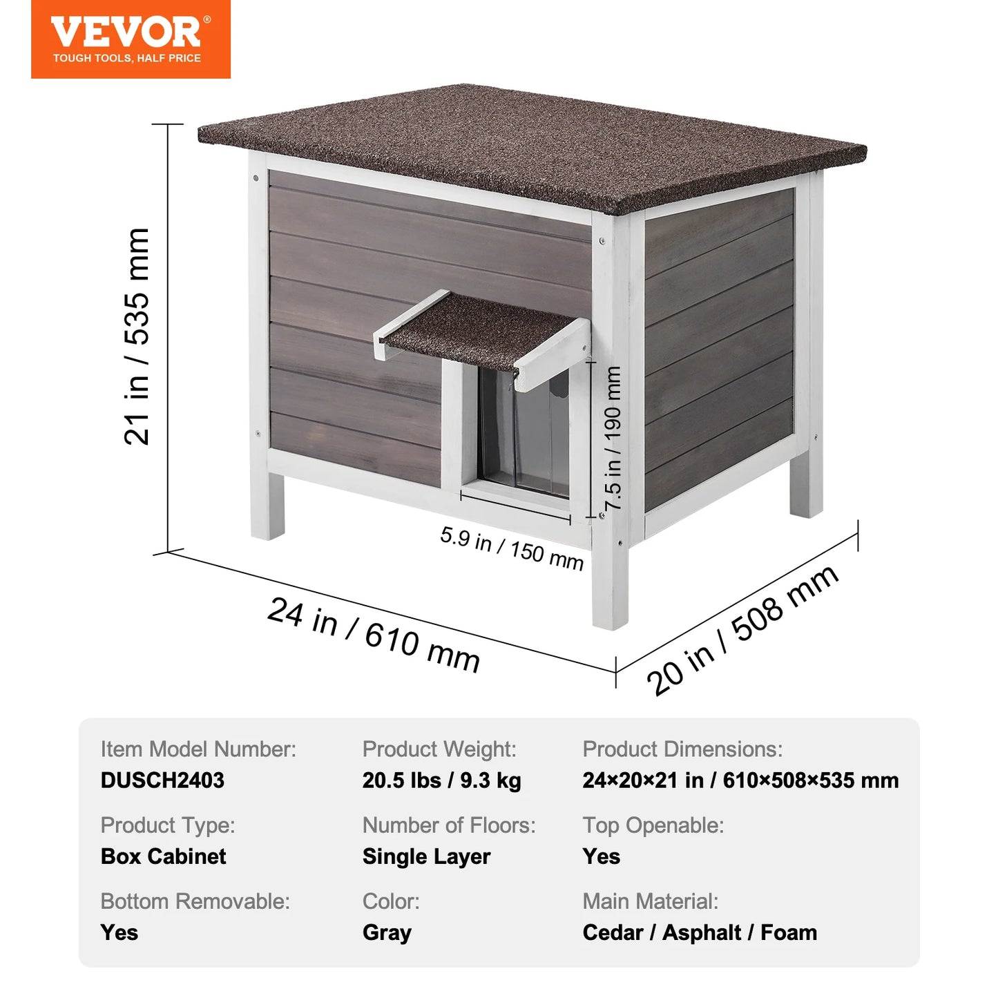 SucceBuy Outdoor Cat House Weatherproof Wooden Shelter With Insulation