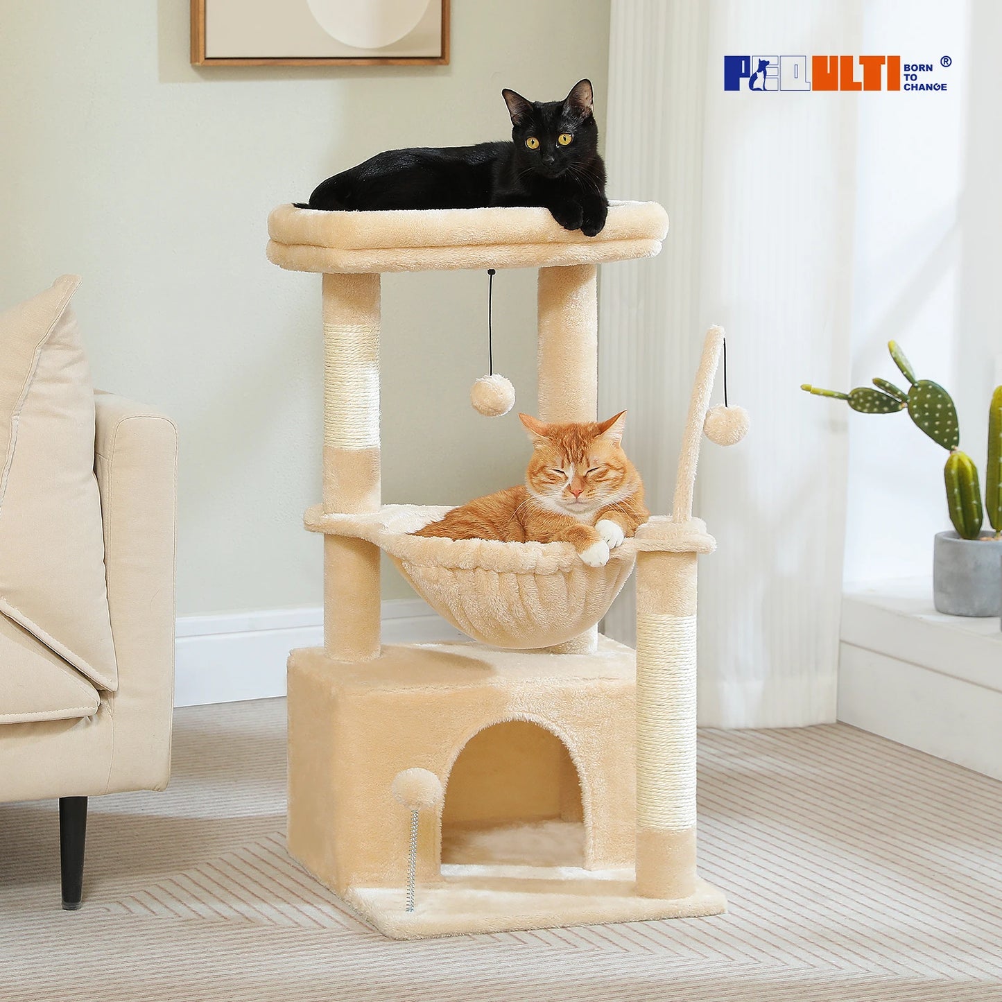 PAWZ Road 4-In-1 Cat Tree With Condo Scratching Post