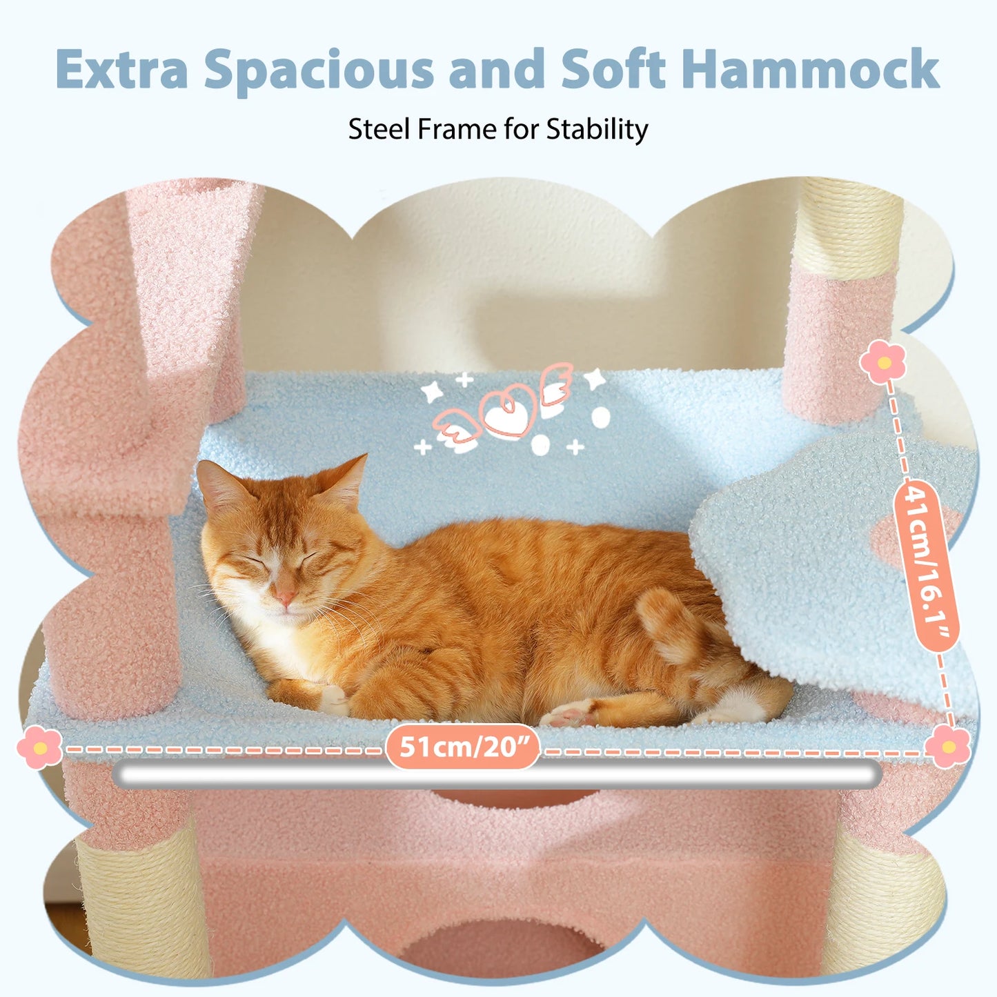 PETEPELA Cat Tree Tower With Sisal Posts And Hammock