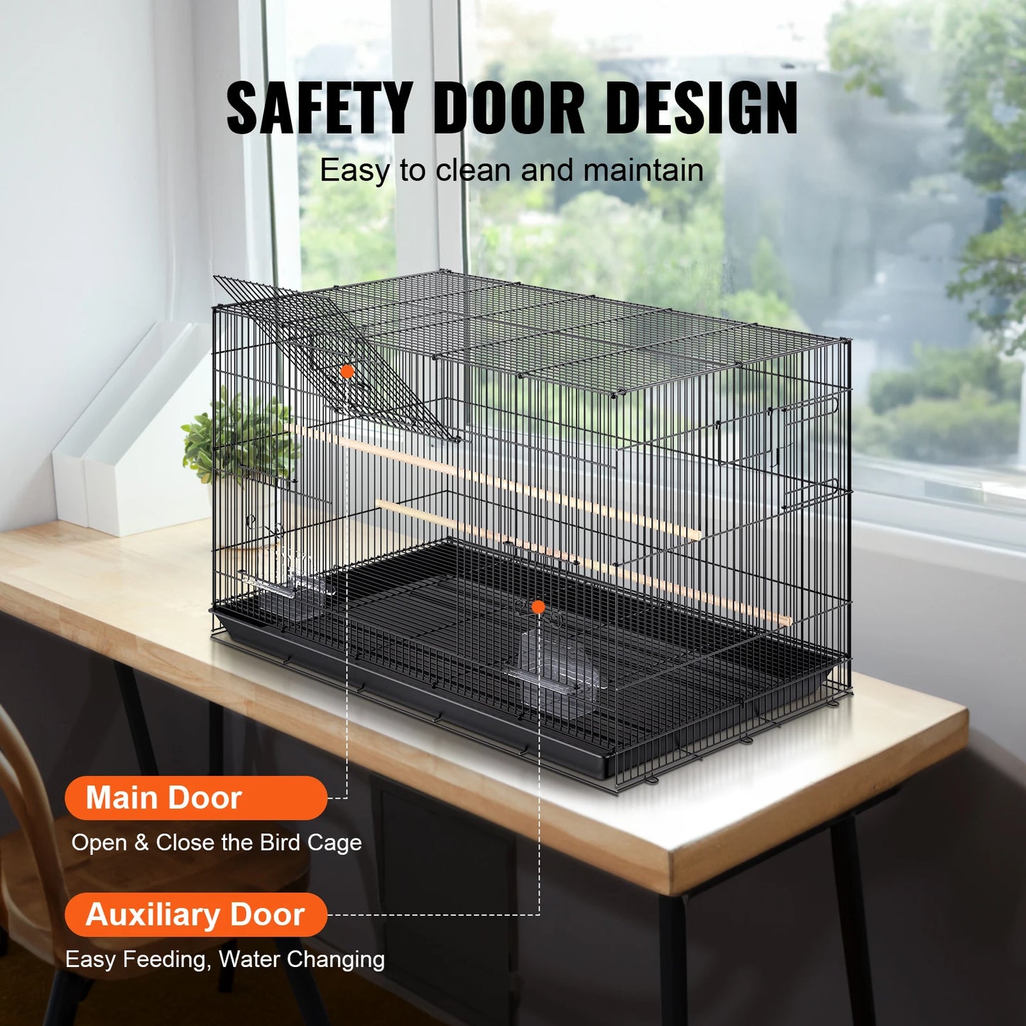 SucceBuy Metal Bird Cage With Rolling Stand For Parrots Budgies