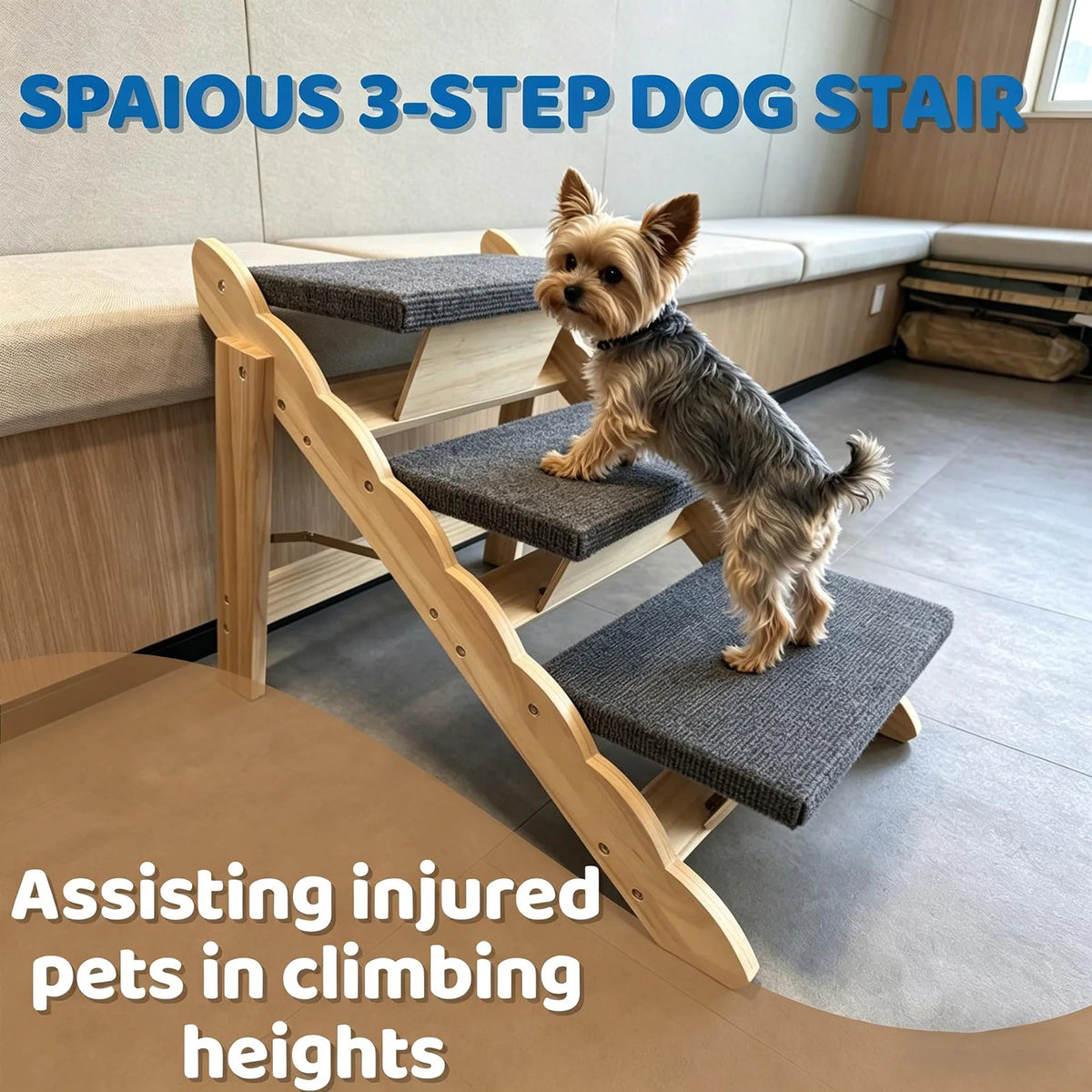 DishyKooker Wooden Pet Stairs And Portable Dog Ramp