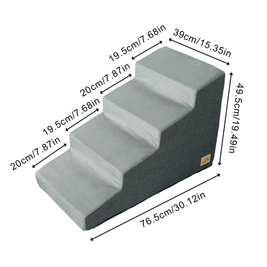 3/4 Step Dog Stairs With Washable Cover For Small Dogs