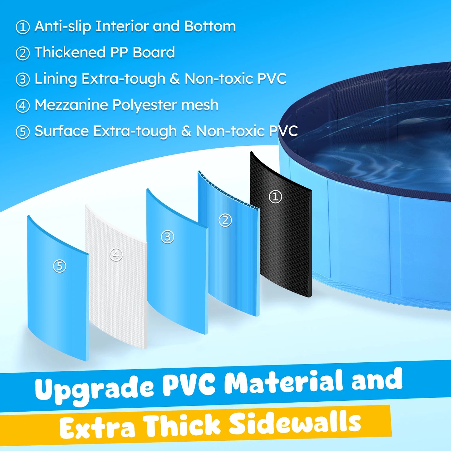 Portable Foldable Dog Pool for Pets Anti Slip Bath Tub