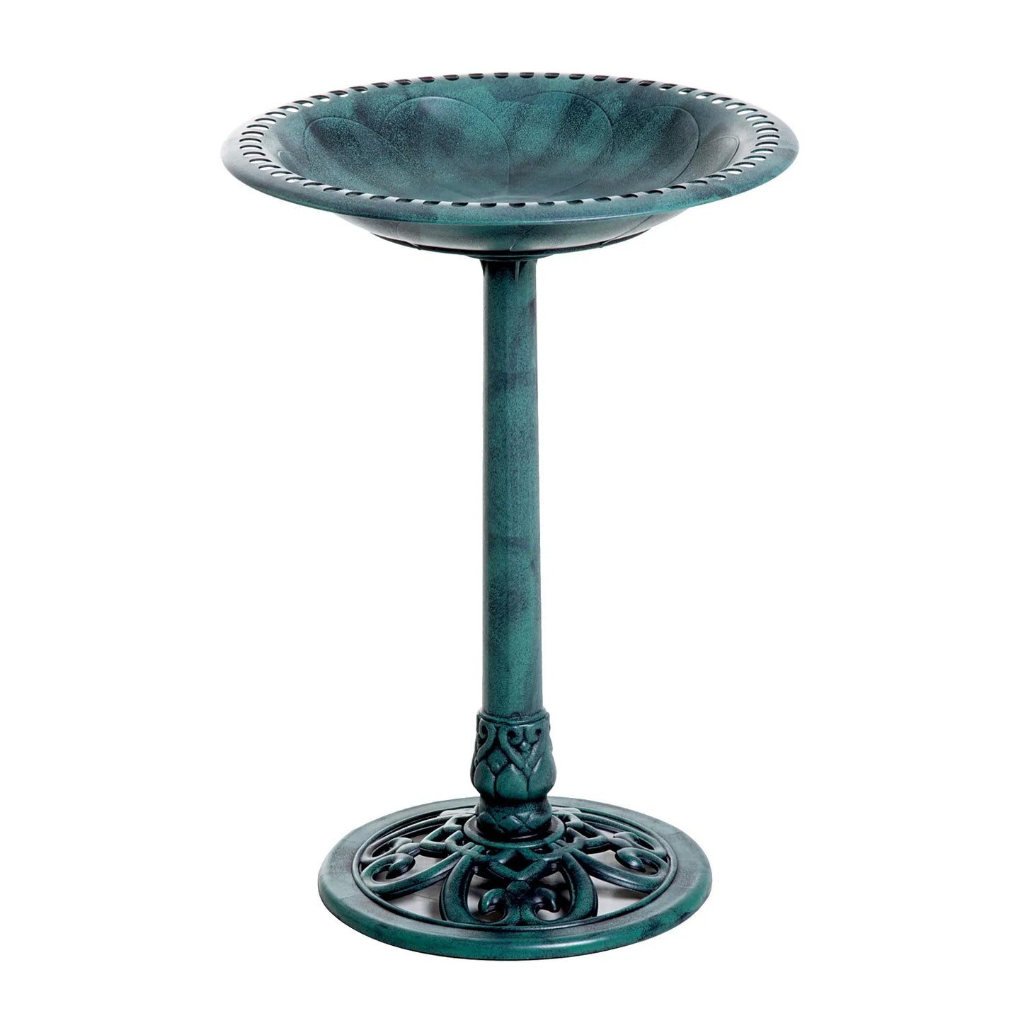 Resin Rustic Outdoor Pedestal Bird Bath Planter Yard Decor