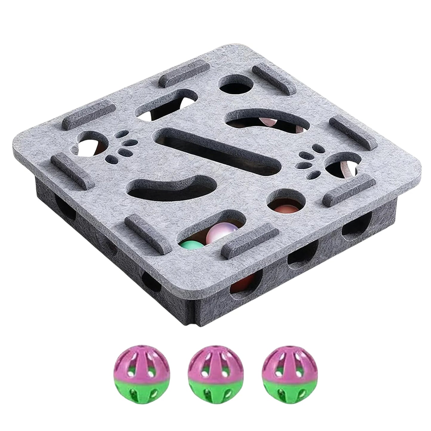Alloet Cat Puzzle Box Enrichment Toy With Felt Maze Bells