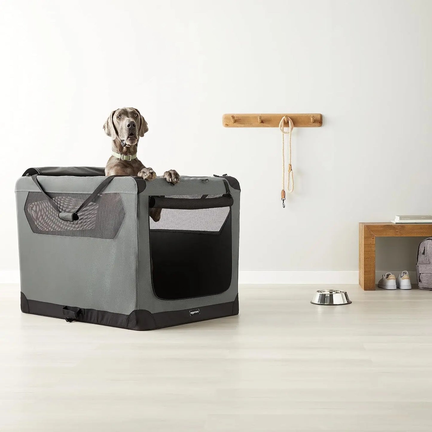 Soft Pet Dog Crate Carrier with Mesh Windows for Large Dogs, 42 x 31 x 31 Inches, Grey