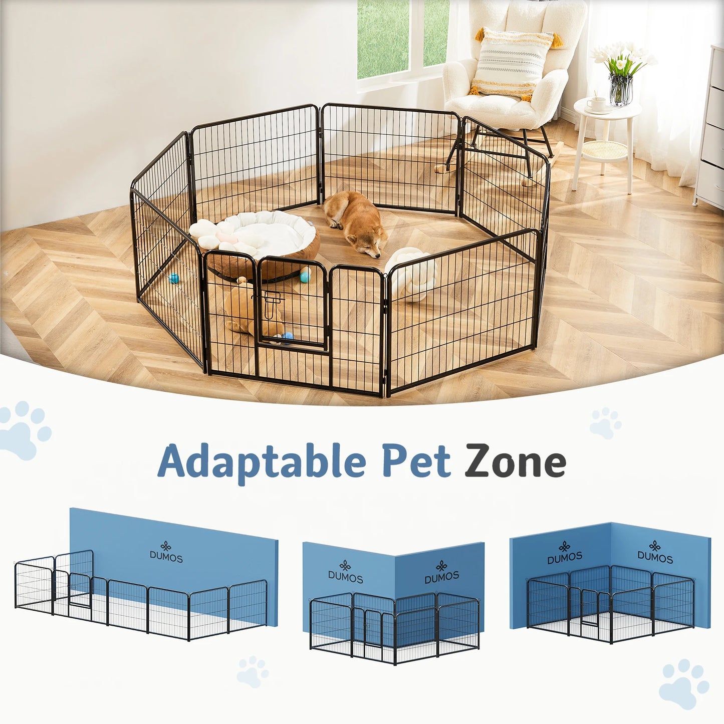 JHK 8-Panel Metal Dog Playpen Foldable Exercise Fence