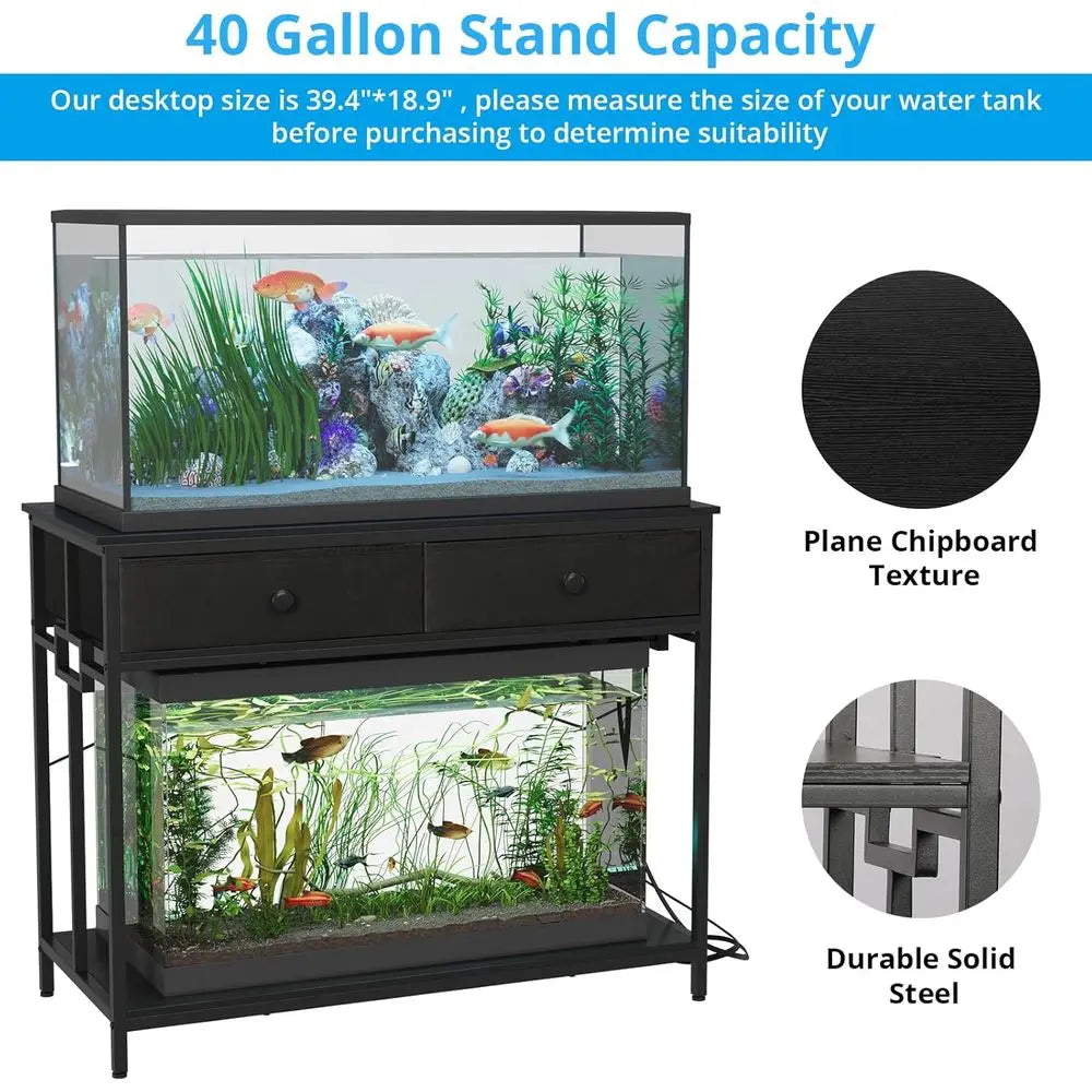 Metal Aquarium Stand With Cabinet Storage For Reptile Terrarium
