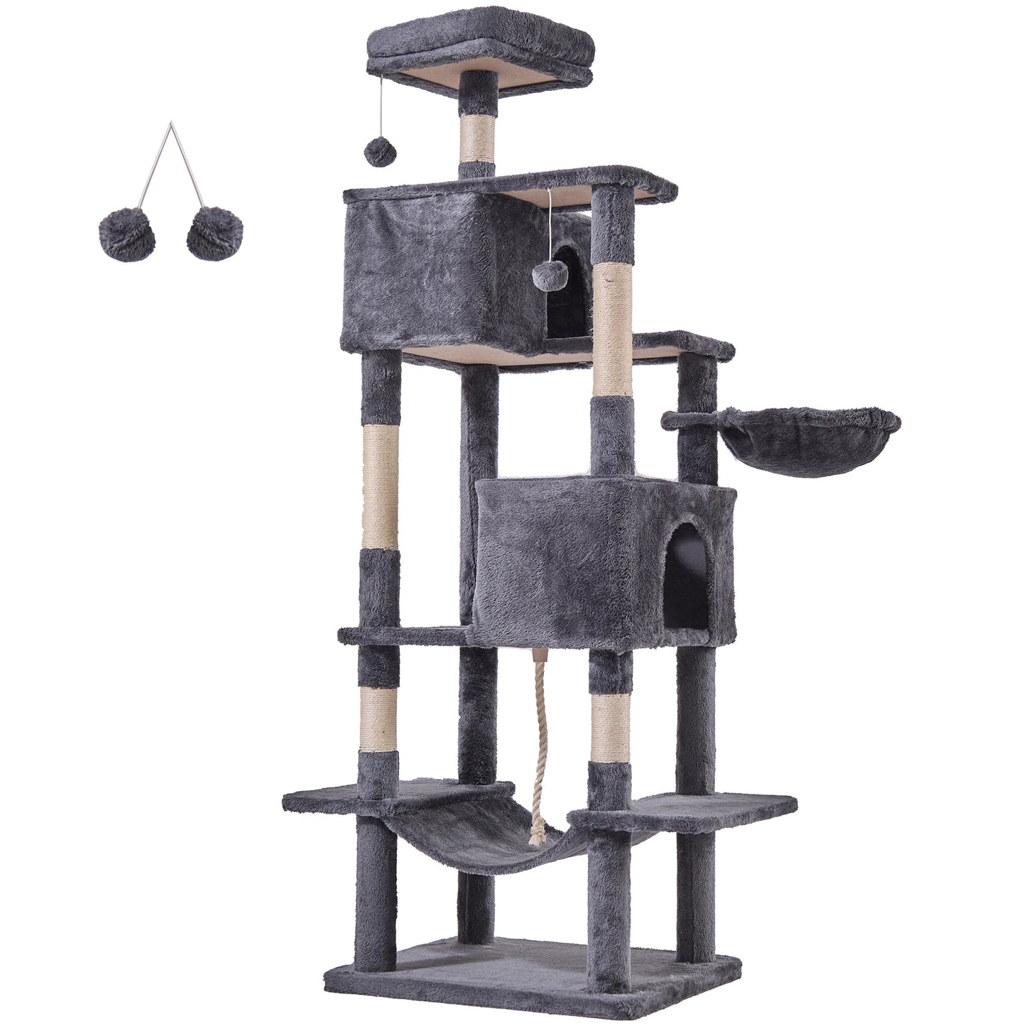 JHK Cat Tree Tower Multi Level Climbing Tower With Condo Natural Sisal Posts