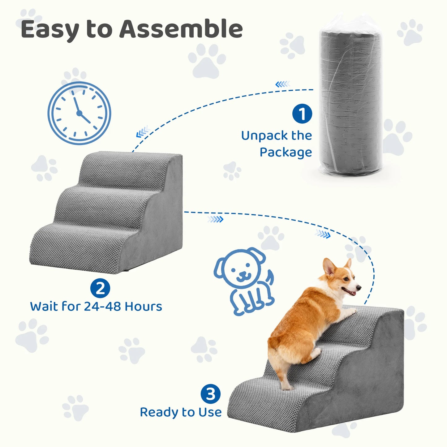Curved High Density Foam Dog Steps Ramp Indoor Non Slip