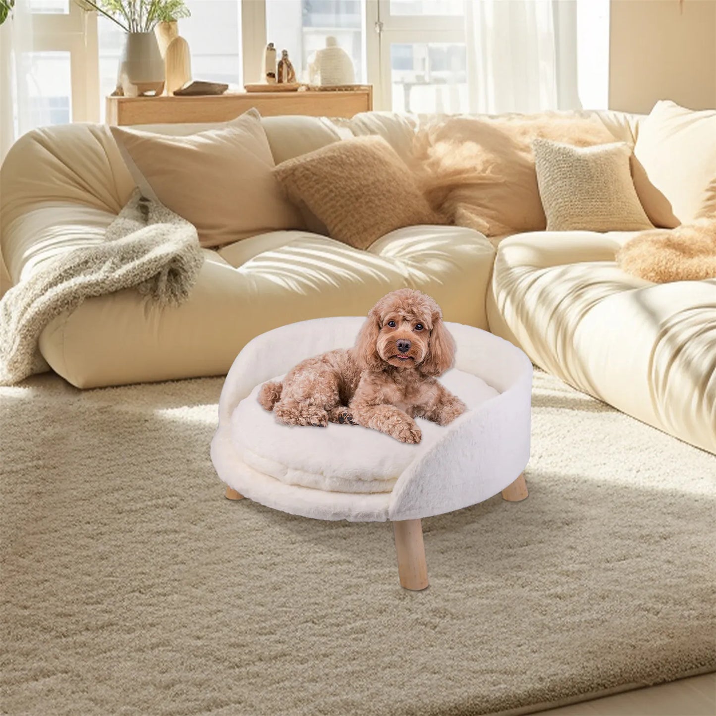 BINGOPAW Pet Sofa Bed Raised Cat Chair With Removable Cushion