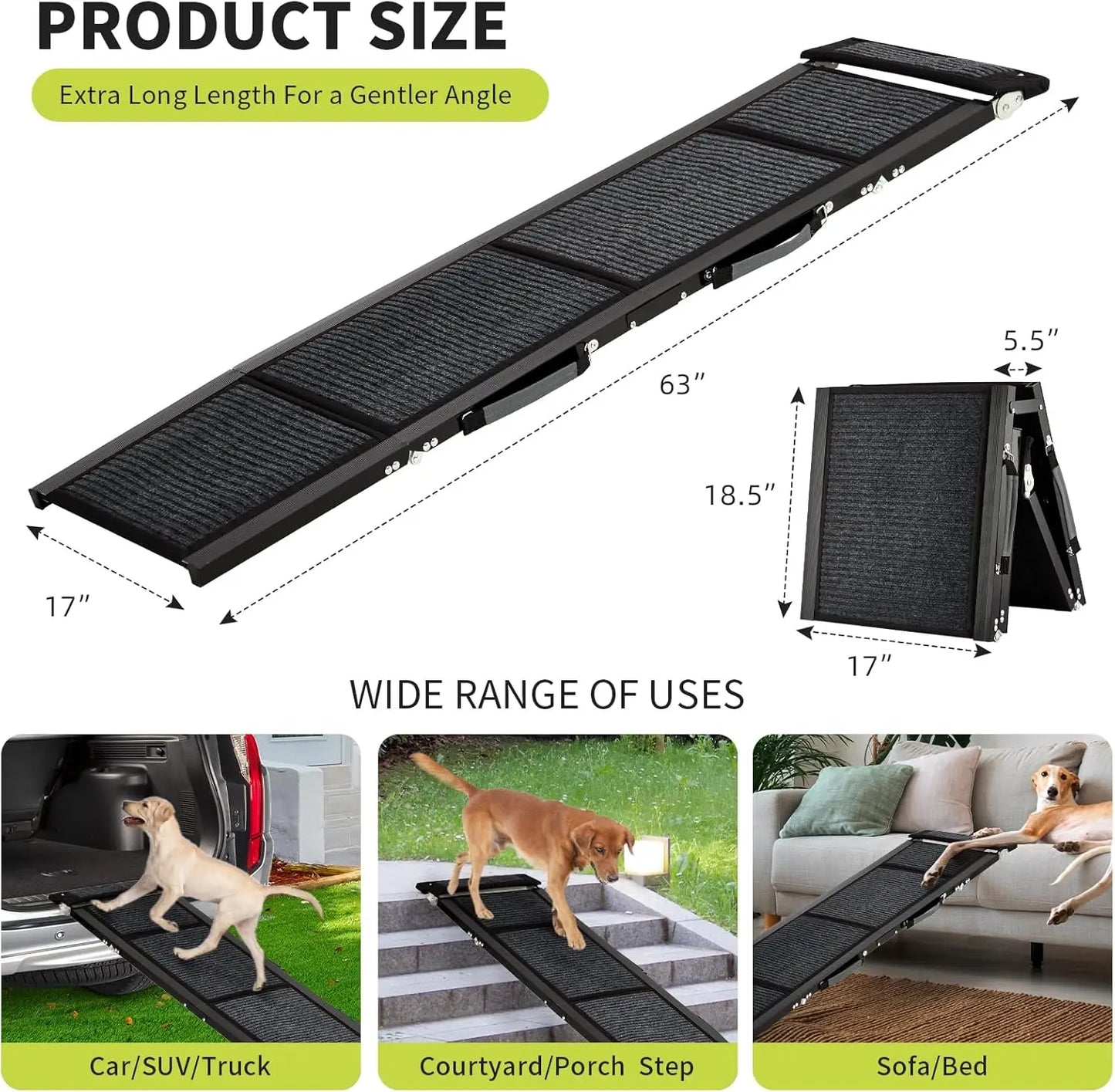 TWISTER.CK Dog Ramp for SUVs Quad-Fold Non-Slip Portable Ramp