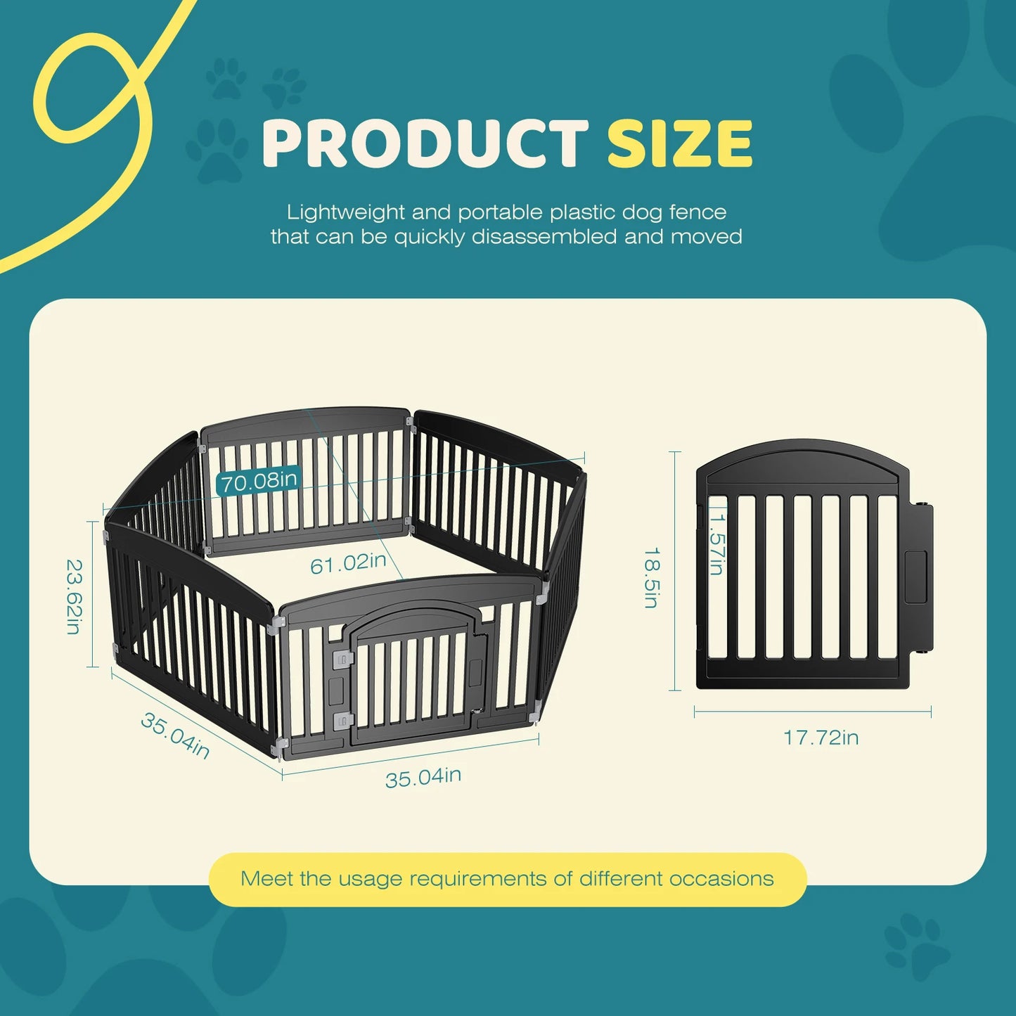 JHK Plastic Dog Playpen Expandable Portable Indoor Outdoor Fence