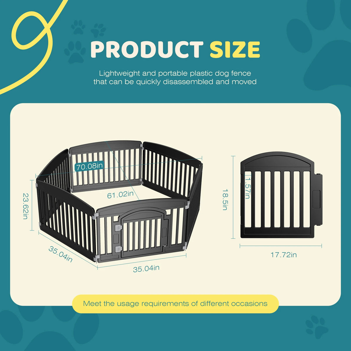 JHK 6 Panel Plastic Dog Playpen For Medium Pets