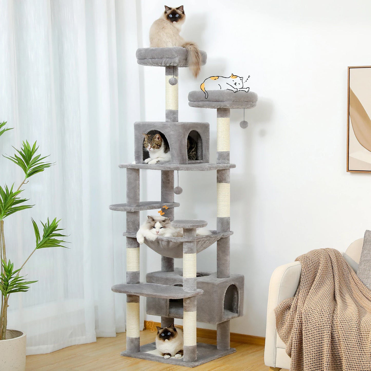PAWZ Road Large Cat Tree Tower With Scratching Posts