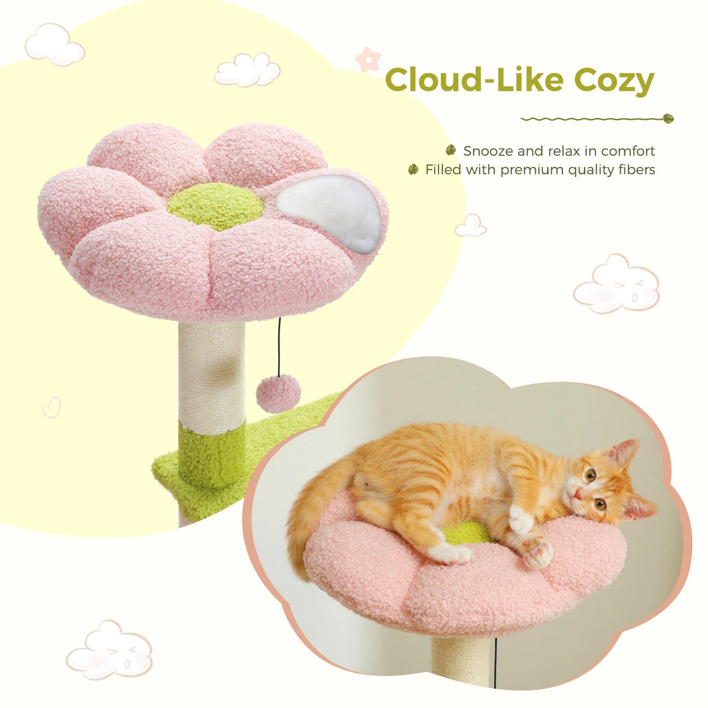 PAWZ Road Flower Cat Tree Scratching Posts Sisal Covered