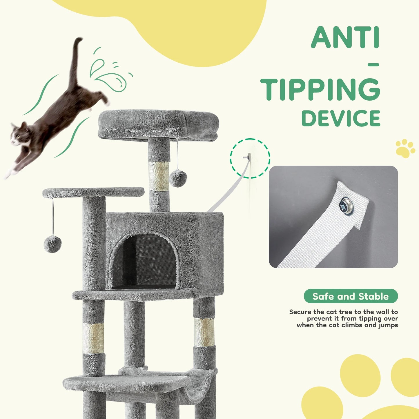 JHK Cat Tree Tall Multi Level Climbing Tower for Cats
