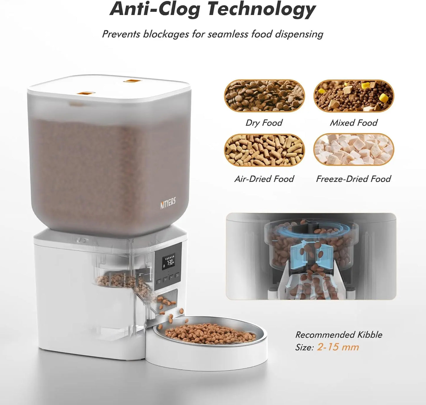 Automatic Pet Feeder With LCD Screen Timed Feeding For Dogs And Cats