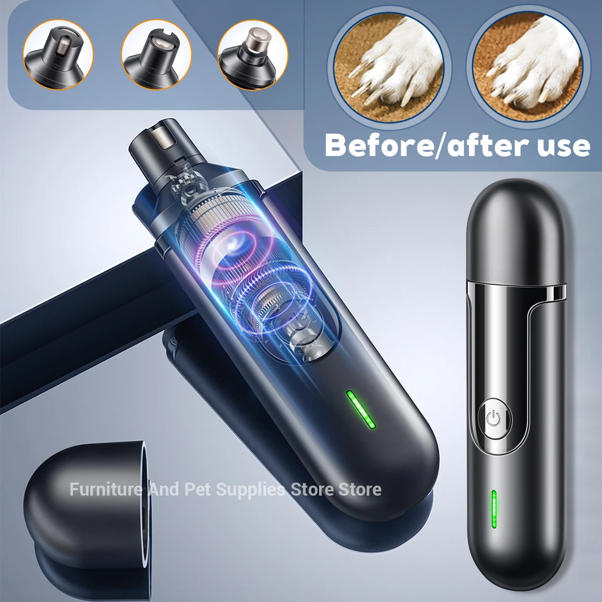 Electric Pet Nail Grinder USB Rechargeable Painless Trimmer For Pets