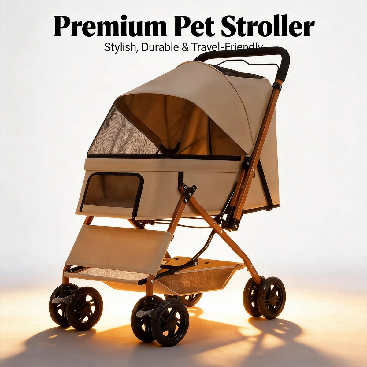 Premium Four Wheel Pet Stroller Dogs Cats Portable Travel Carrier